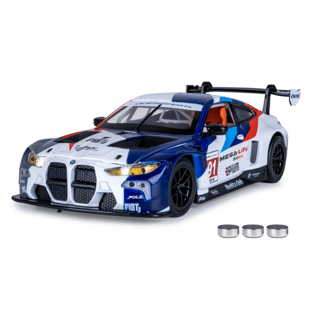 BMW M4 GT3 Diecast 1:24 bílé včetně baterií