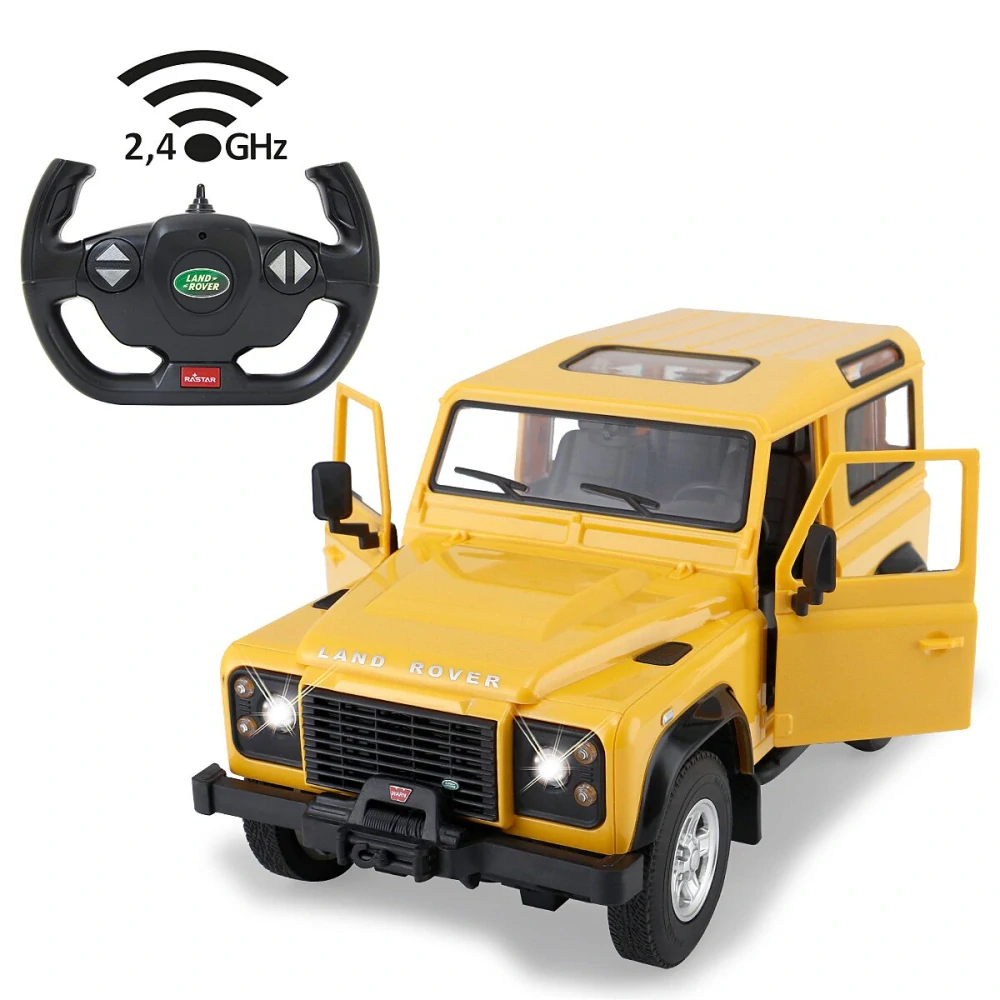 Land Rover Defender 1:14 žluté 2,4GHz s manuálním otevíráním dveří