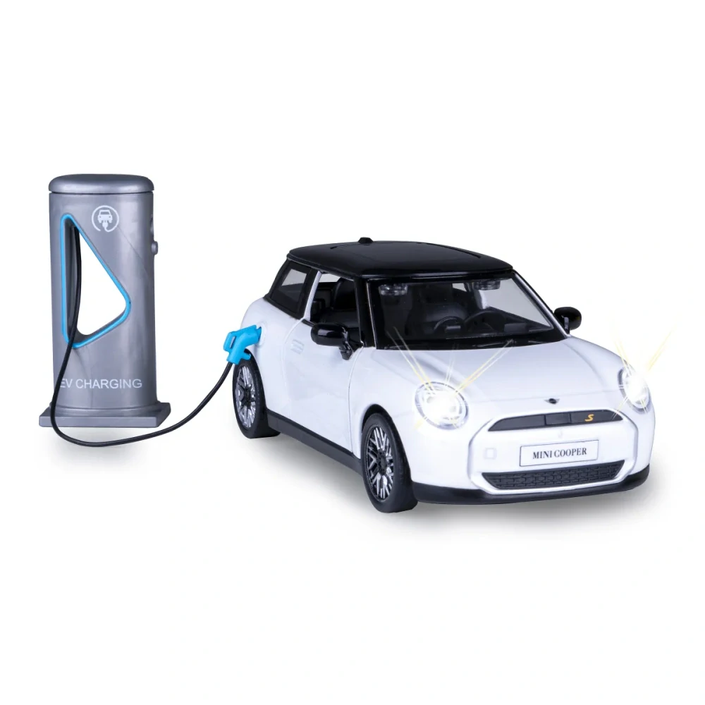 BMW Mini Cooper Diecast 1:28 bílé včetně baterií
