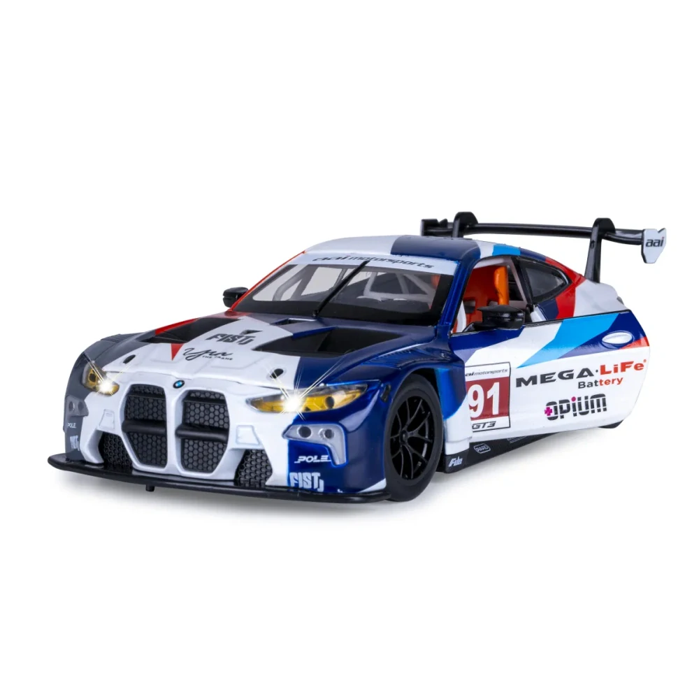 BMW M4 GT3 Diecast 1:24 bílé včetně baterií