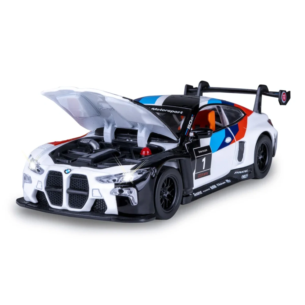 BMW M4 GT3 Diecast 1:32 bílé včetně baterií
