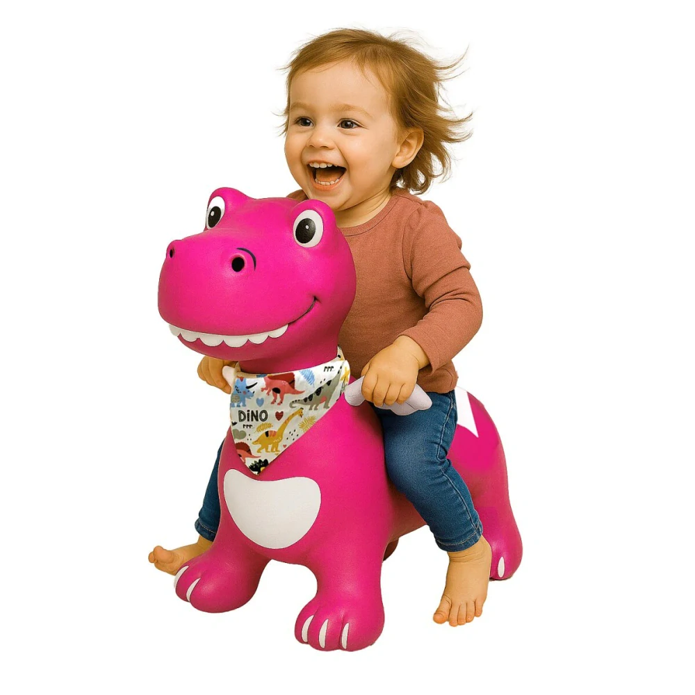 Hopsadlo dino růžový s pumpičkou