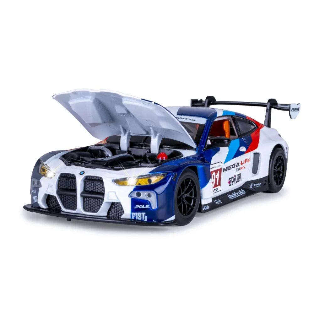 BMW M4 GT3 Diecast 1:24 bílé včetně baterií