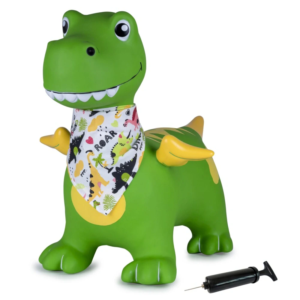 Hopsadlo dino zelený s pumpičkou