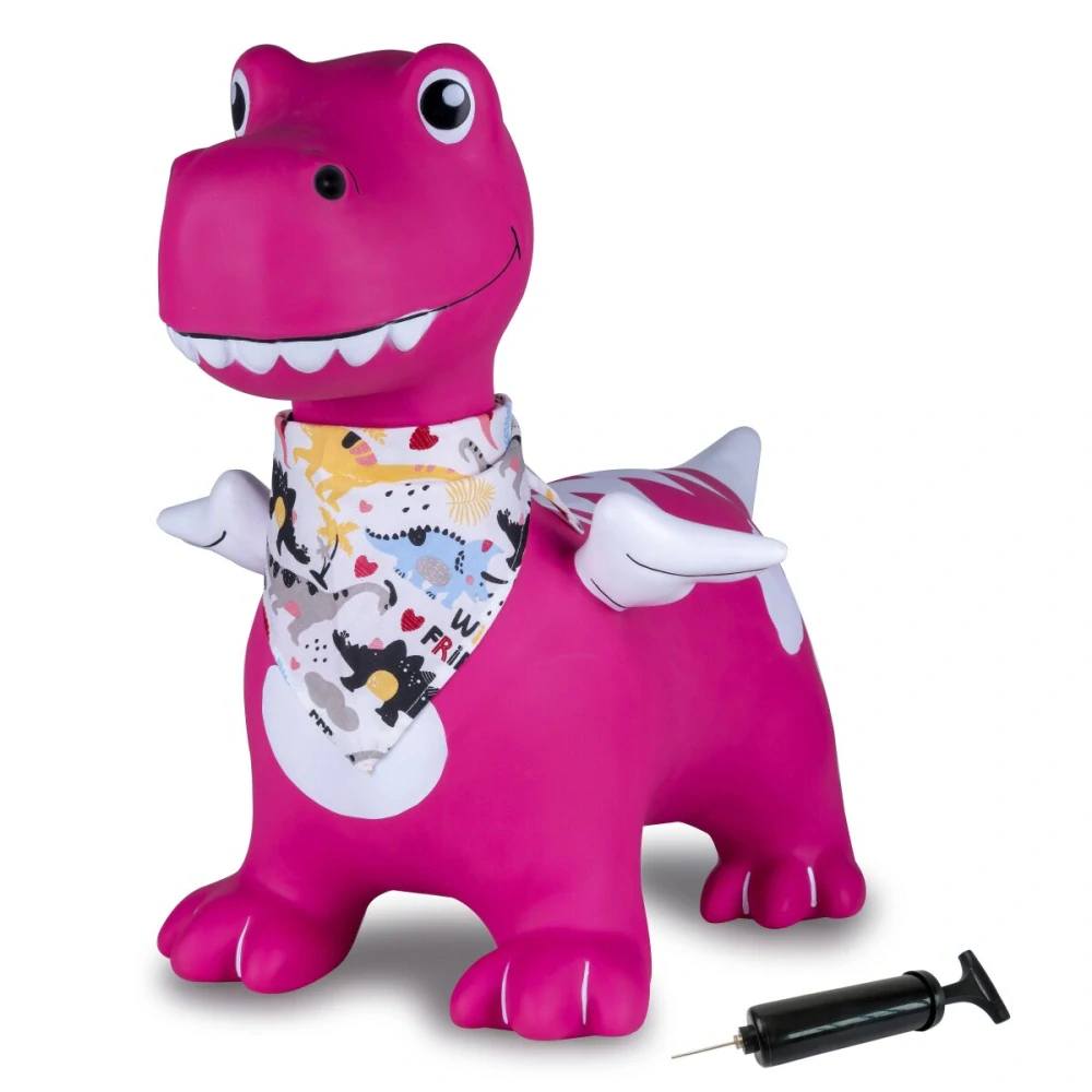 Hopsadlo růžový dino s křídly s pumpičkou