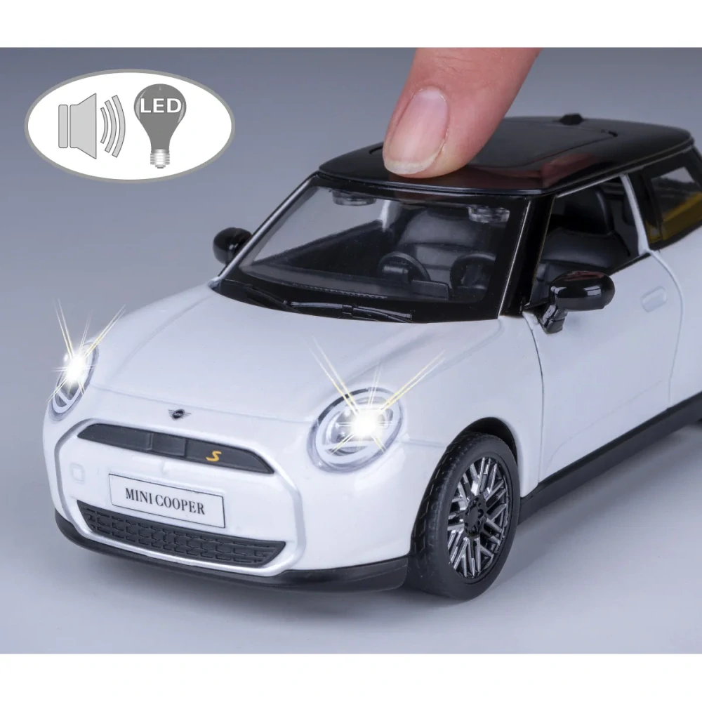 BMW Mini Cooper Diecast 1:28 bílé včetně baterií