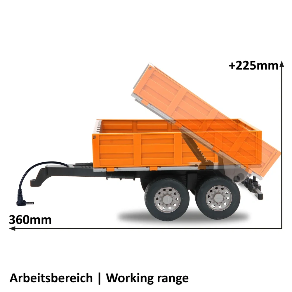 Přívěs sklápěcí oranžový pro RC Traktory 1:16