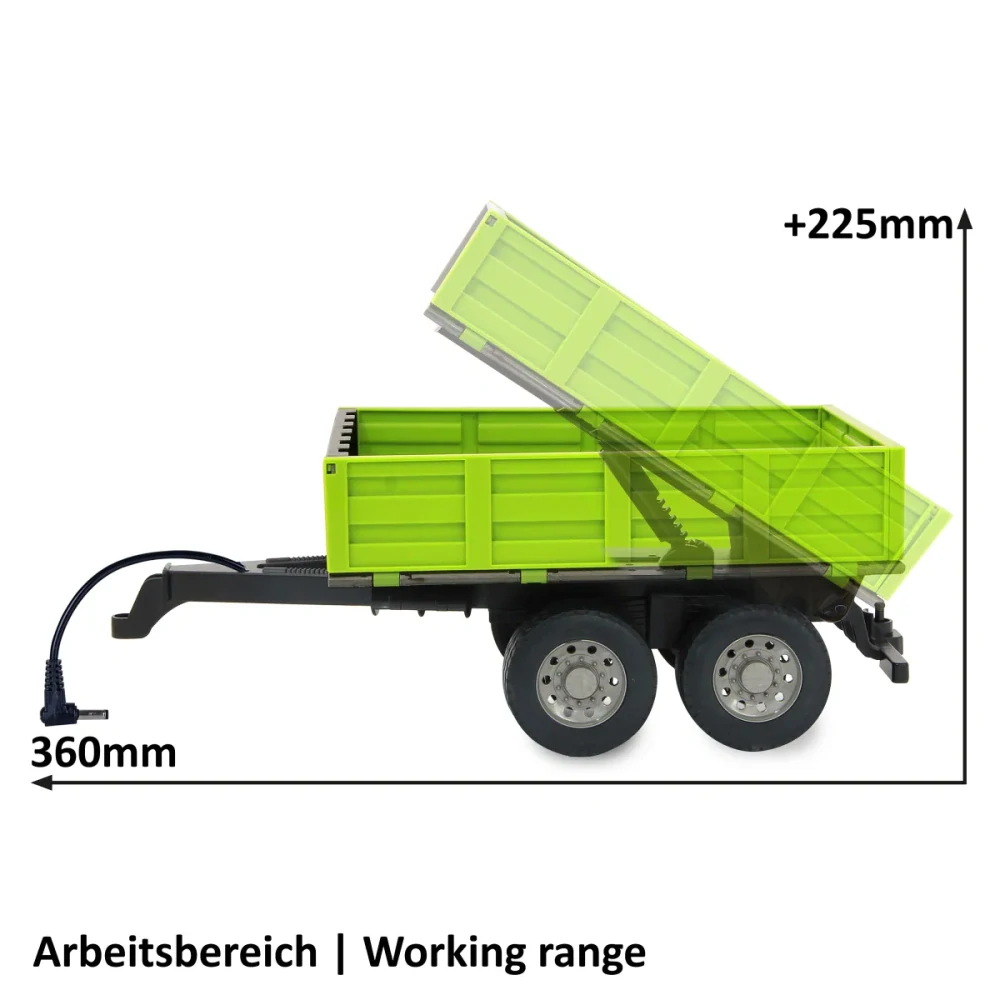 Přívěs sklápěcí světle zelený pro RC Traktory 1:16