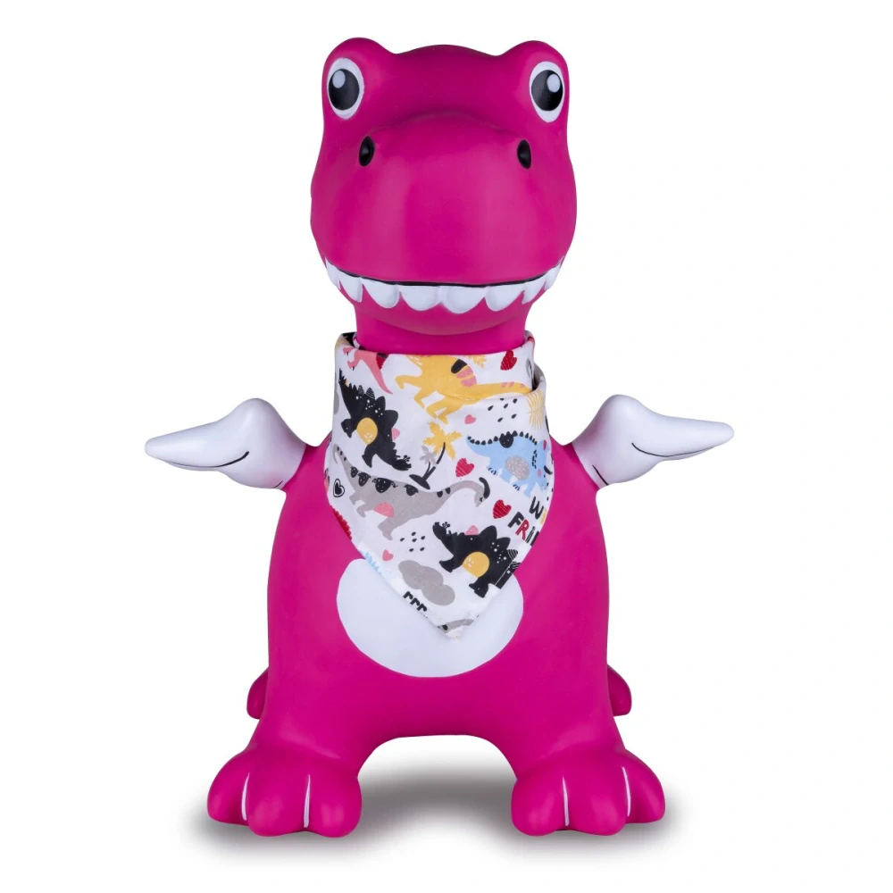 Hopsadlo růžový dino s křídly s pumpičkou