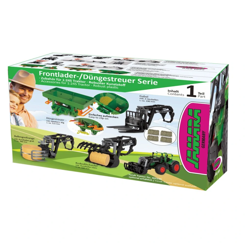 Čelní nakladač krokodýl pro Traktor Fendt 1050 Vario 1:24S s balíkem slámy