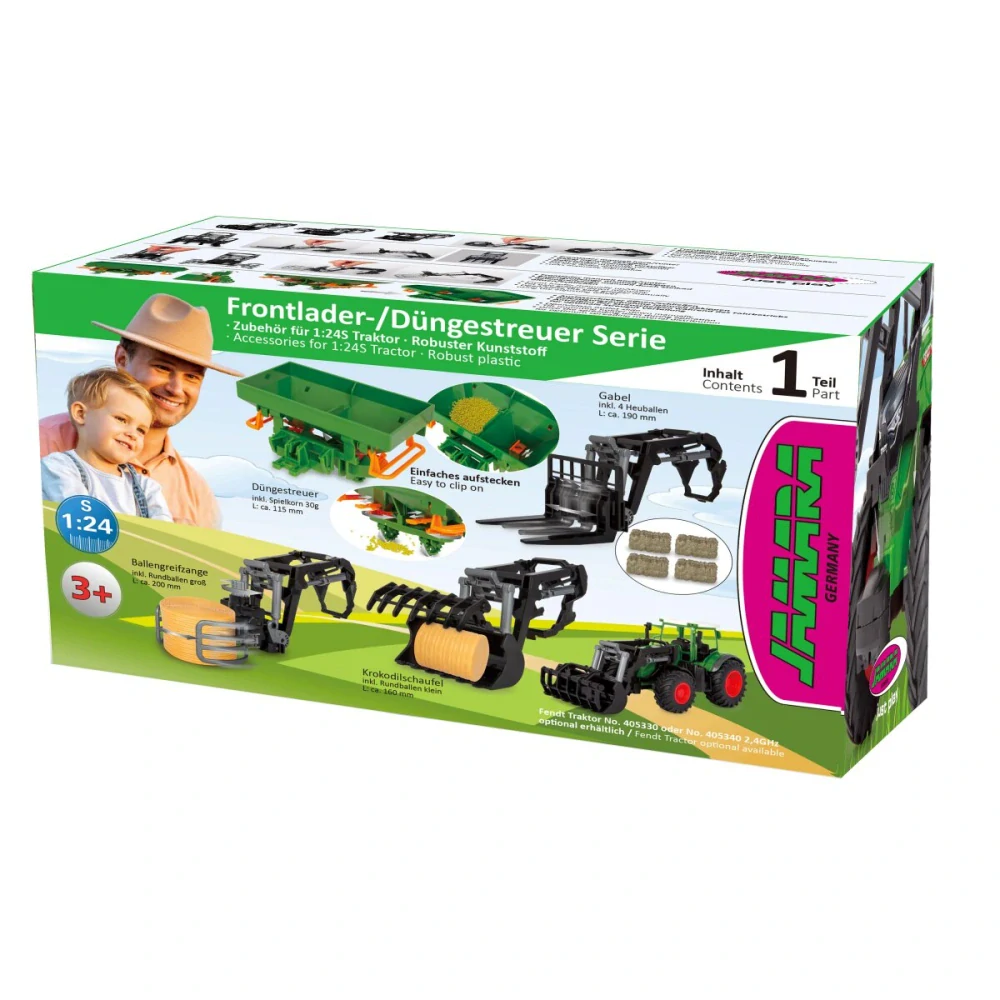 Čelní nakladač s uchopovačem pro Traktor Fendt 1050 Vario 1:24S s velkým balíkem slámy