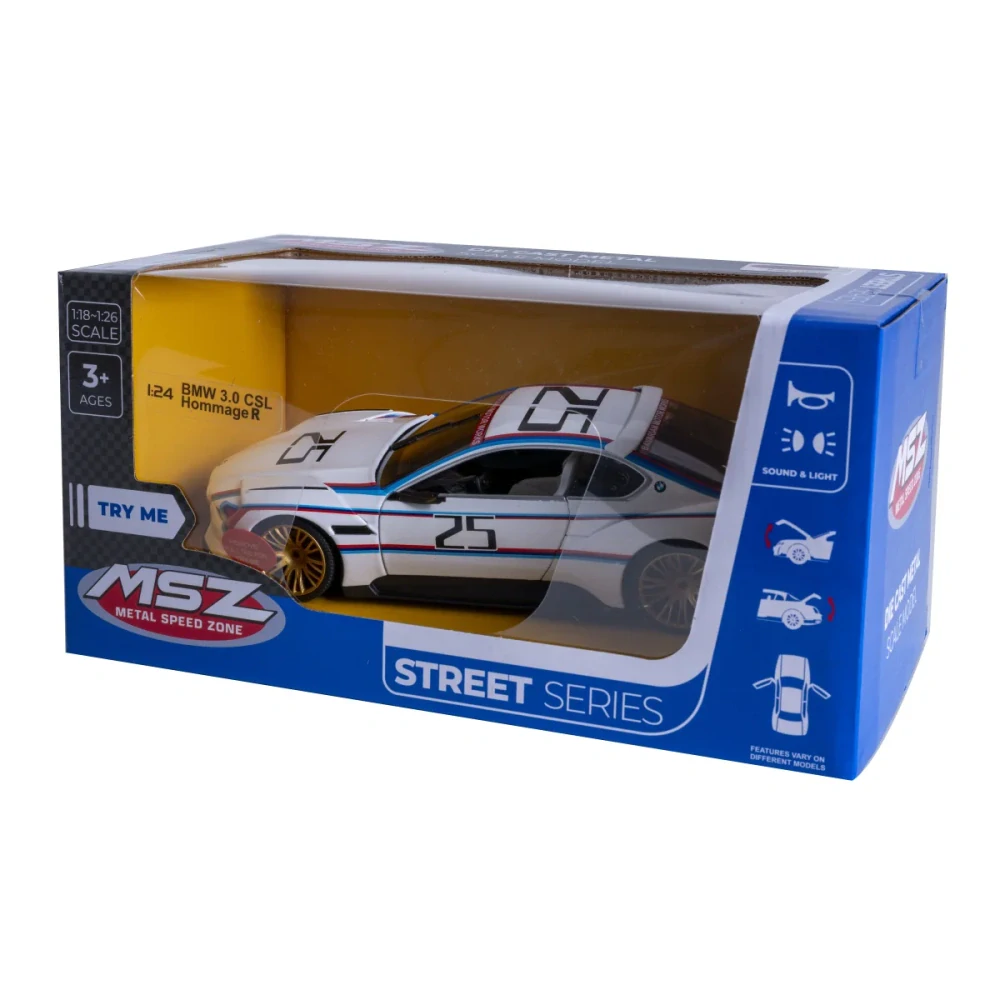 BMW 3.0 CSL Hommage R Diecast 1:24 bílé včetně baterií