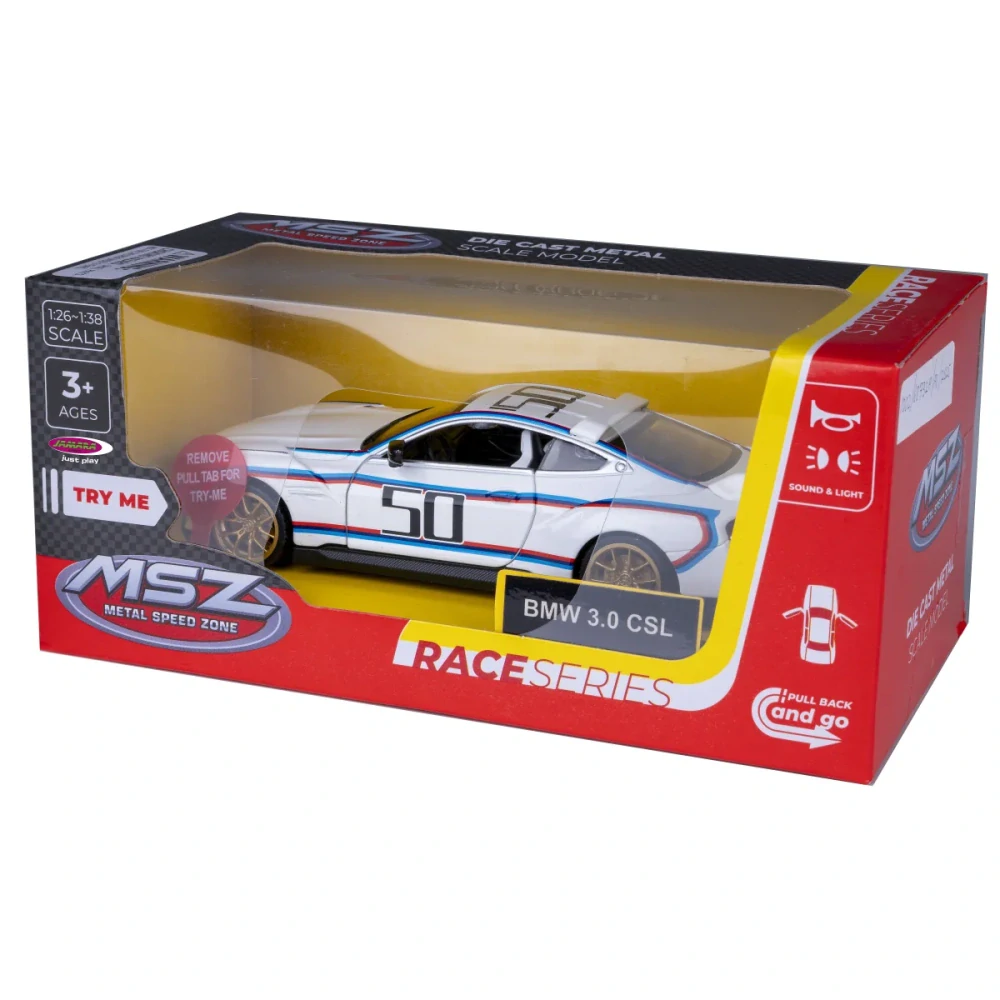 BMW 3.0 CSL Diecast 1:34 bílé včetně baterií