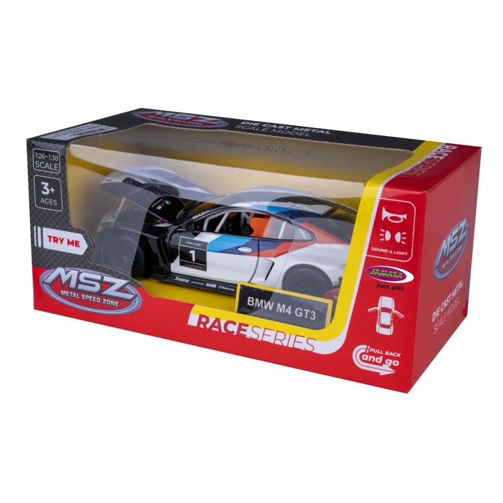 BMW M4 GT3 Diecast 1:32 bílé včetně baterií