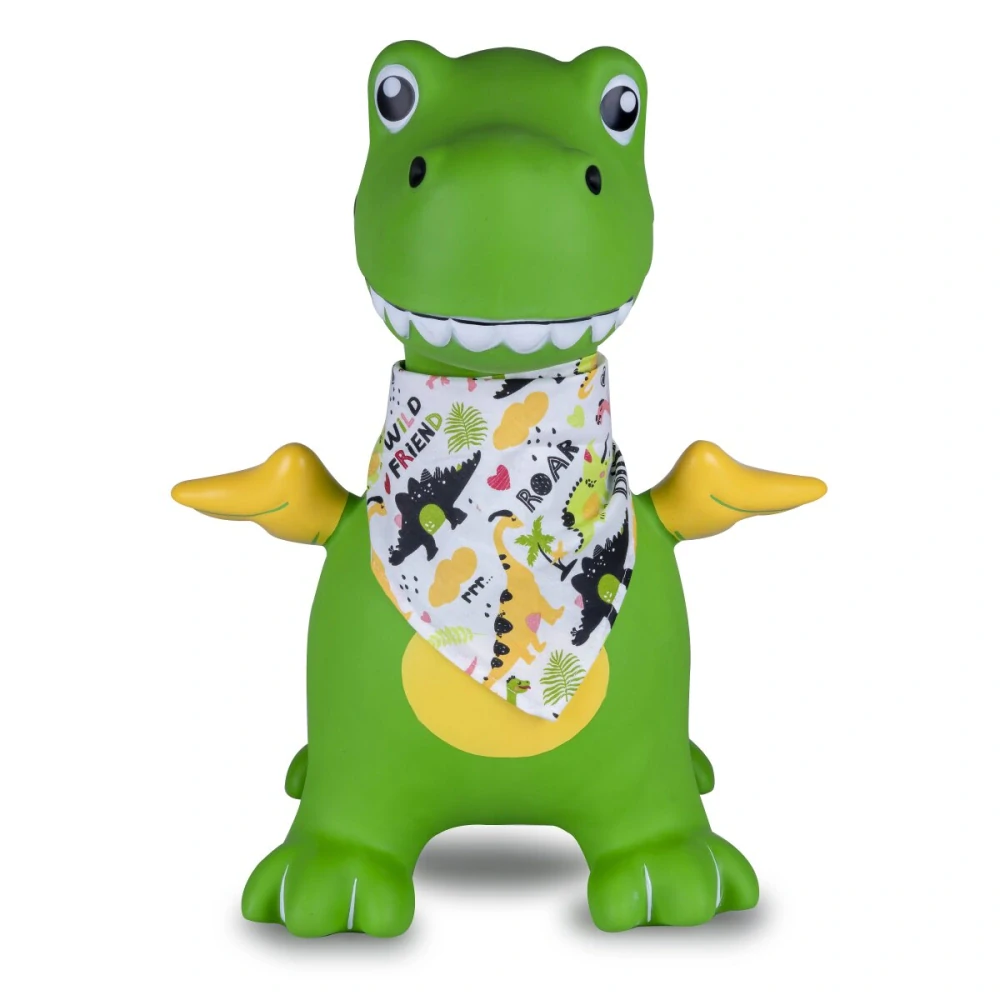 Hopsadlo dino zelený s pumpičkou