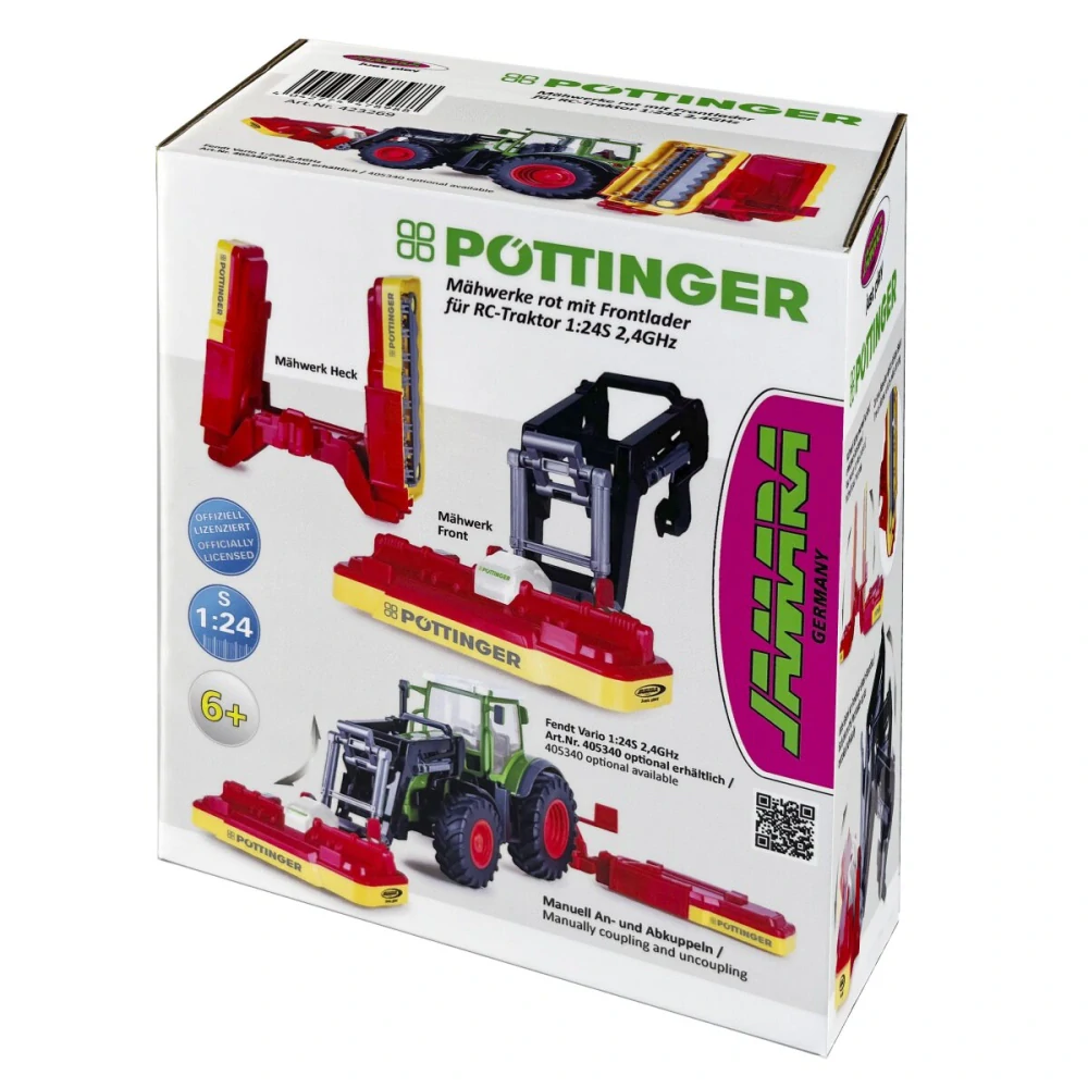 Žací stroj Pöttinger červený pro RC-Traktor Fendt Vario 1:24S