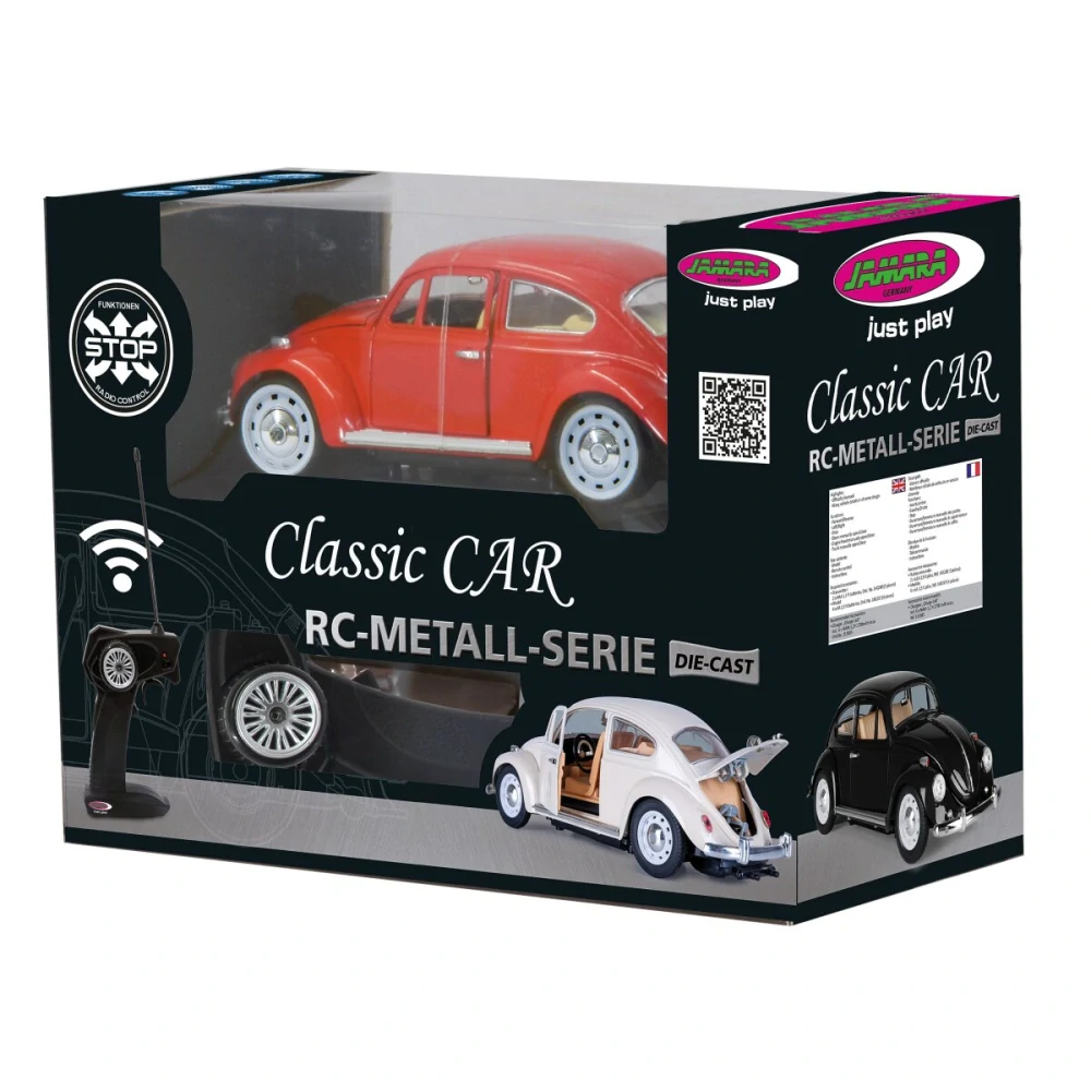 VW Beetle RC Diecast 1:18 červené 27MHz s manuálním otevíráním dveří